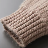 Suéter de Cashmere Bege com Gola Redonda