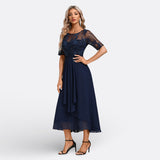 Robe Mariana en Dentelle à Manches Courtes