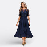 Robe Mariana en Dentelle à Manches Courtes