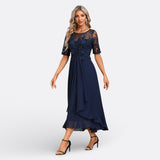 Robe Mariana en Dentelle à Manches Courtes