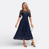 Robe Mariana en Dentelle à Manches Courtes