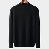 Suéter Preto de Lã de Caxemira 100% com Gola Alta