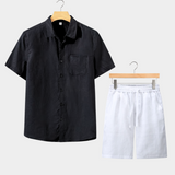 Camisa de Verão Dolce Vita com Mangas Curtas - Preto e Branco