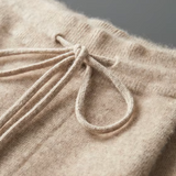Calças de Cashmere Premium com Plissado