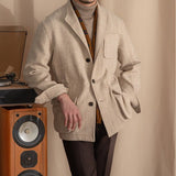 Blazer Eton em Lã Tweed com Estampa Herringbone