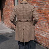 Palton Vintage Holmes com Estampa Houndstooth e Frente Dupla