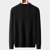 Pulôver Preto 100% Cashmere com Detalhes em Botões