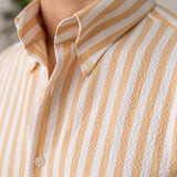 Camisa Slim de Seersucker Listrada para Praia