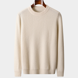Suéter de Cashmere Bege com Estampa Chevron