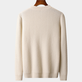 Suéter de Cashmere Bege com Estampa Chevron