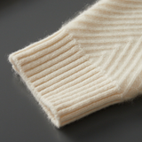 Suéter de Cashmere Bege com Estampa Chevron