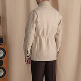 Blazer Eton em Lã Tweed com Estampa Herringbone