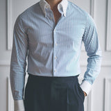 Camisa Slim Fit para Negócios com Estampa Listrada