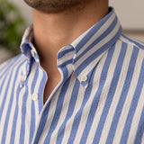 Camisa Slim de Seersucker Listrada para Praia