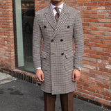 Palton Vintage Holmes com Estampa Houndstooth e Frente Dupla