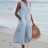 Robe Celeste com Decote em V Elegante