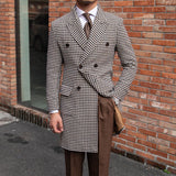 Palton Vintage Holmes com Estampa Houndstooth e Frente Dupla