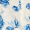 Blusa Floral Azul e Creme com Decote em V e Mangas Bufantes