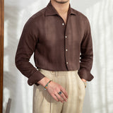 Camisa de Linho Portofino com Mangas Longas e Colarinho Elegante