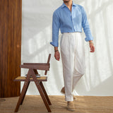 Camisa de Linho Portofino com Mangas Longas e Colarinho Elegante