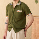 Casablanca: Camisa de Tricô com Mangas Curtas em Cores Contrastantes