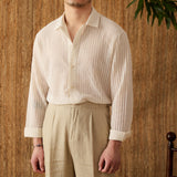 Camisa de Algodão de Mangas Longas - Estilo Bodrum