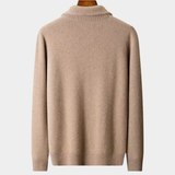 Cardigan Bege de Cashmere 100% com Gola Alta