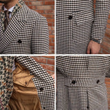 Palton Vintage Holmes com Estampa Houndstooth e Frente Dupla