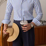 Camisa Slim de Seersucker Listrada para Praia