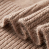 Cardigan Bege de Cashmere 100% com Gola Alta