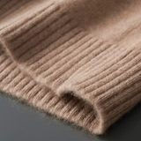 Cardigan Bege de Cashmere 100% com Gola Alta