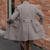 Palton Vintage Holmes com Estampa Houndstooth e Frente Dupla