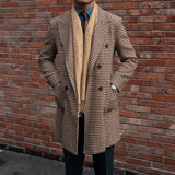 Palton Vintage Holmes com Estampa Houndstooth e Frente Dupla