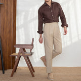 Camisa de Linho Portofino com Mangas Longas e Colarinho Elegante