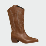 Bota de Cowboy Ocidental em Couro