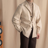Blazer Eton em Lã Tweed com Estampa Herringbone