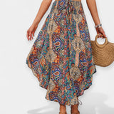 Saia Midi Floral com Cintura Alta