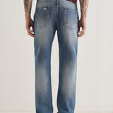 Jeans Clássicos Azuis com Detalhes Rasgados