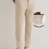 Calças Slim Fit Semi-Elásticas na Cor Bege