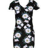 Mini Bodycon Preto com Detalhes Florais