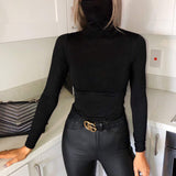 Body Preto de Jersey com Mangas Longas e Máscara