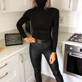 Body Preto de Jersey com Mangas Longas e Máscara