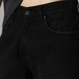Straight Cut Black Ripped Jeans