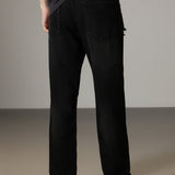 Straight Cut Black Ripped Jeans