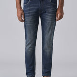 Jeans Slim Fit Azul com Efeito Desbotado