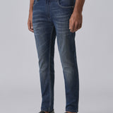 Jeans Slim Fit Azul com Efeito Desbotado