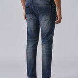 Jeans Slim Fit Azul com Efeito Desbotado