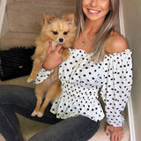 Blusa creme de bolinhas com mangas longas
