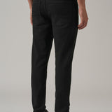 Calças Jeans de Denim Preto com Corte Cenoura