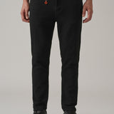 Calças Jeans de Denim Preto com Corte Cenoura